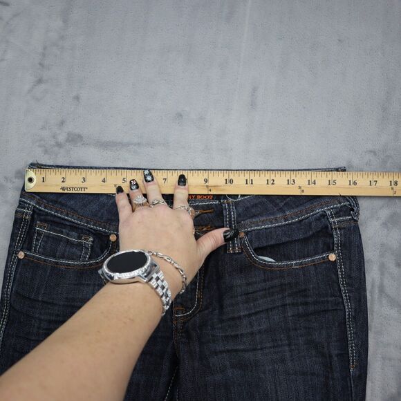 Refuge Pants Womens 6 Blue Knock Out Skinny Boot Low Rise Dark Wash Denim Jeans - Picture 6 of 16